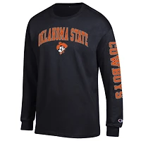 Men's Champion  Black Oklahoma State Cowboys Arch Over Logo 2-Hit Long Sleeve T-Shirt