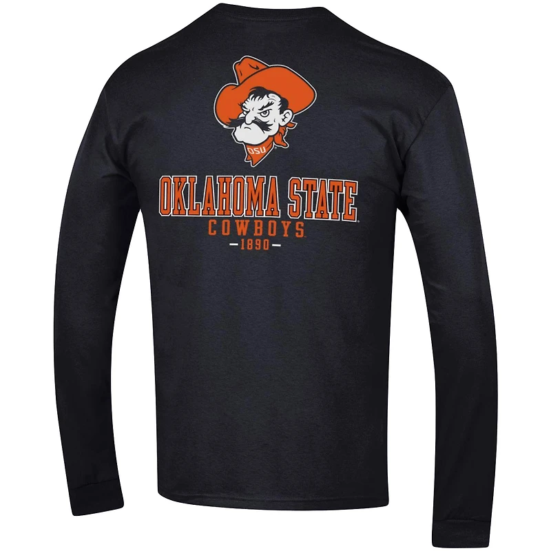 T-shirt à manches longues Champion Oklahoma State Cowboys Team Stack pour homme, noir