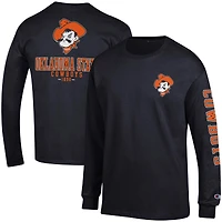 T-shirt à manches longues Champion Oklahoma State Cowboys Team Stack pour homme, noir