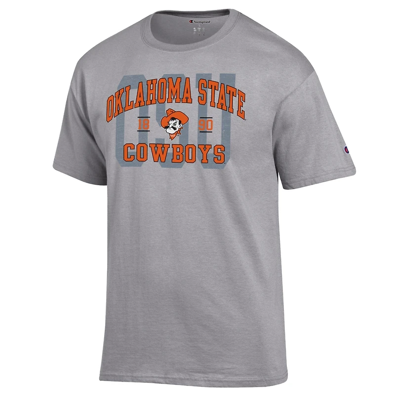 T-shirt universitaire Champion Heather Gray Oklahoma State Cowboys pour hommes