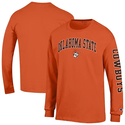 Men's Champion Oklahoma State Cowboys Arch Over Logo 2-Hit Long Sleeve T-Shirt