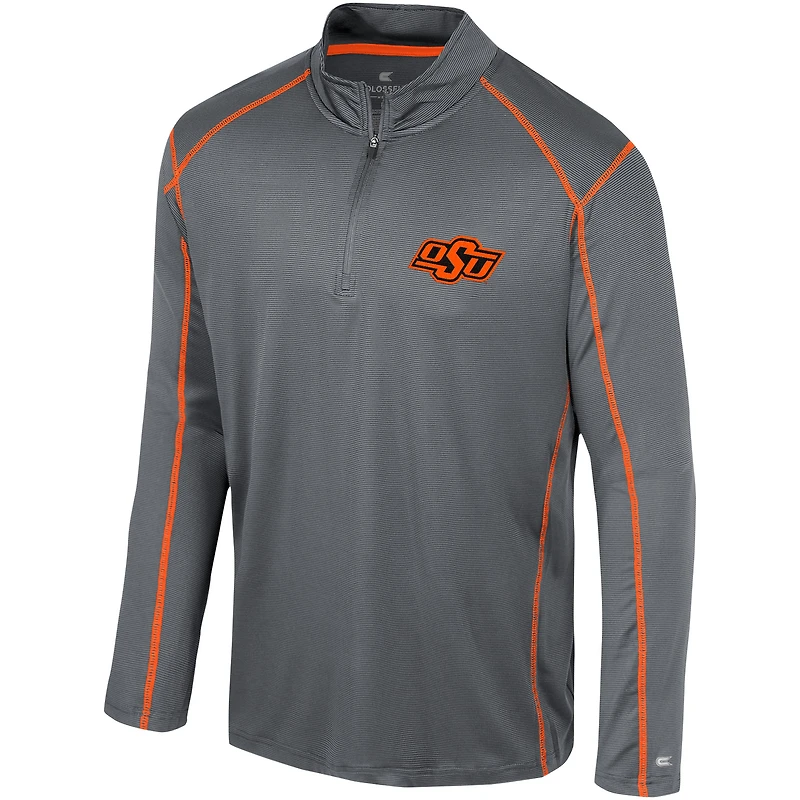 Men's Colosseum Black Oklahoma State Cowboys Cameron Quarter-Zip Windshirt