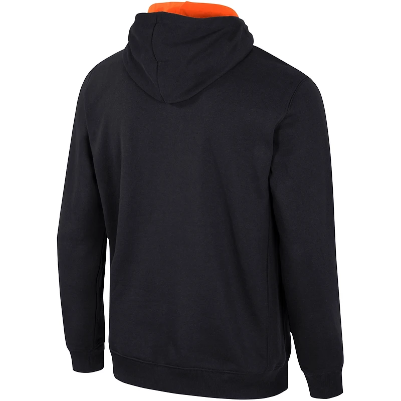 Sweat à capuche demi-zip Colosseum noir Oklahoma State Cowboys pour hommes