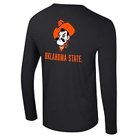 Men's Colosseum Black Oklahoma State Cowboys Logo Lockup 3-Hit Active Blend Long Sleeve T-Shirt