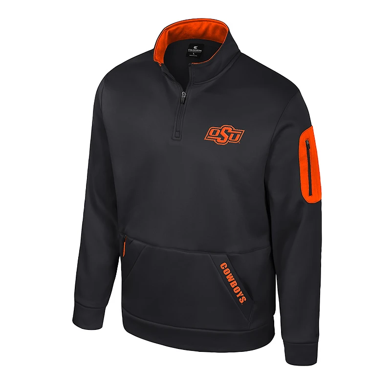 Men's Colosseum Black Oklahoma State Cowboys Mainframe Quarter-Zip Fleece Jacket