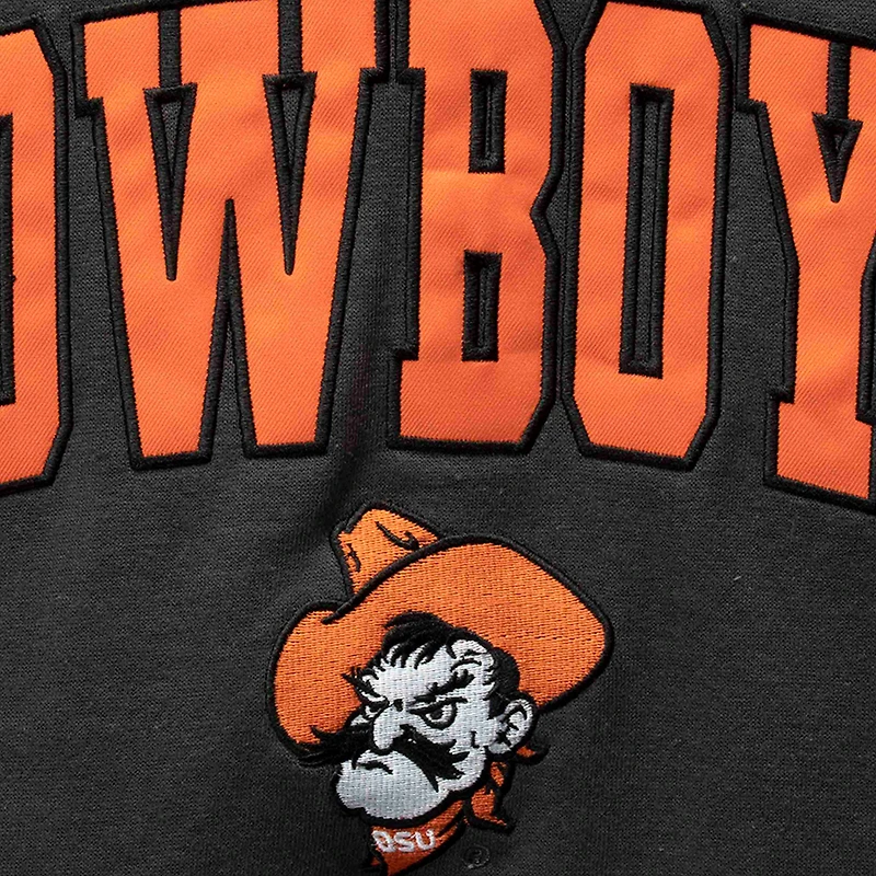 Men's Colosseum Charcoal Oklahoma State Cowboys Arch & Logo Crew Neck Sweatshirt