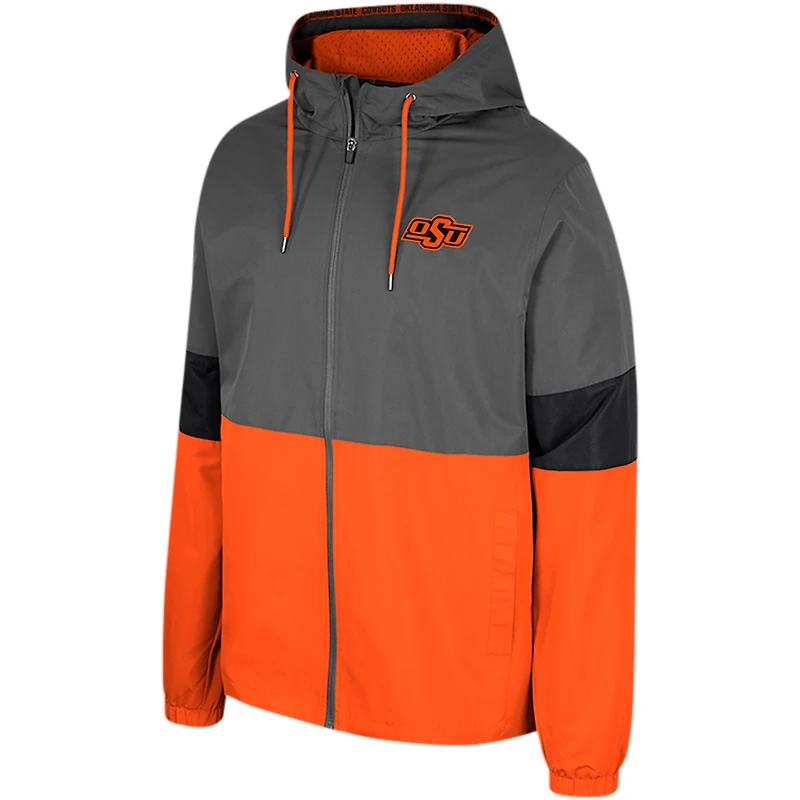 Veste entièrement zippée Colosseum Charcoal Oklahoma State Cowboys Miles pour hommes
