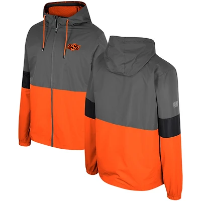 Veste entièrement zippée Colosseum Charcoal Oklahoma State Cowboys Miles pour hommes