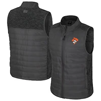 Men's Colosseum Charcoal Oklahoma State Cowboys Nightman Full-Zip Puffer Vest