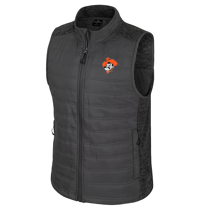 Men's Colosseum Charcoal Oklahoma State Cowboys Nightman Full-Zip Puffer Vest