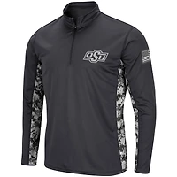Men's Colosseum Charcoal Oklahoma State Cowboys OHT Military Appreciation Digital Camo Lightweight Quarter-Zip Pullover