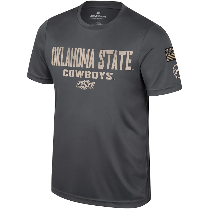 Men's Colosseum Charcoal Oklahoma State Cowboys OHT Military Appreciation  T-Shirt