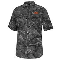 Men's Colosseum  Charcoal Oklahoma State Cowboys Realtree Aspect Charter Full-Button Fishing Shirt