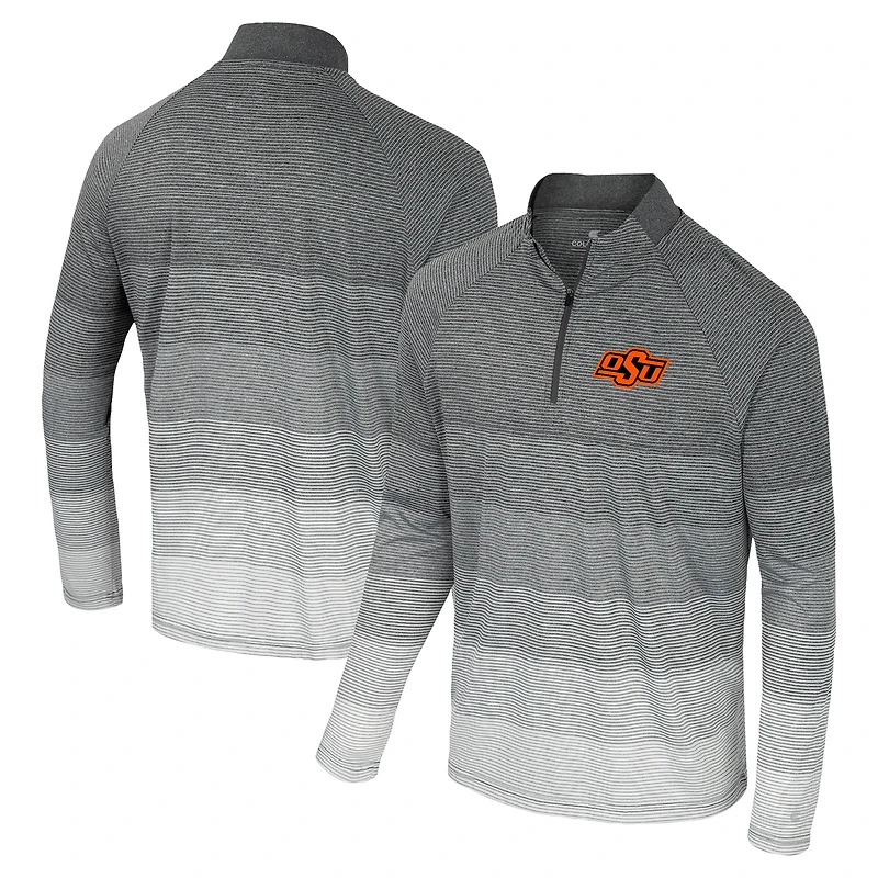 Men's Colosseum Gray Oklahoma State Cowboys AI Striped Mesh Quarter-Zip Raglan Windshirt