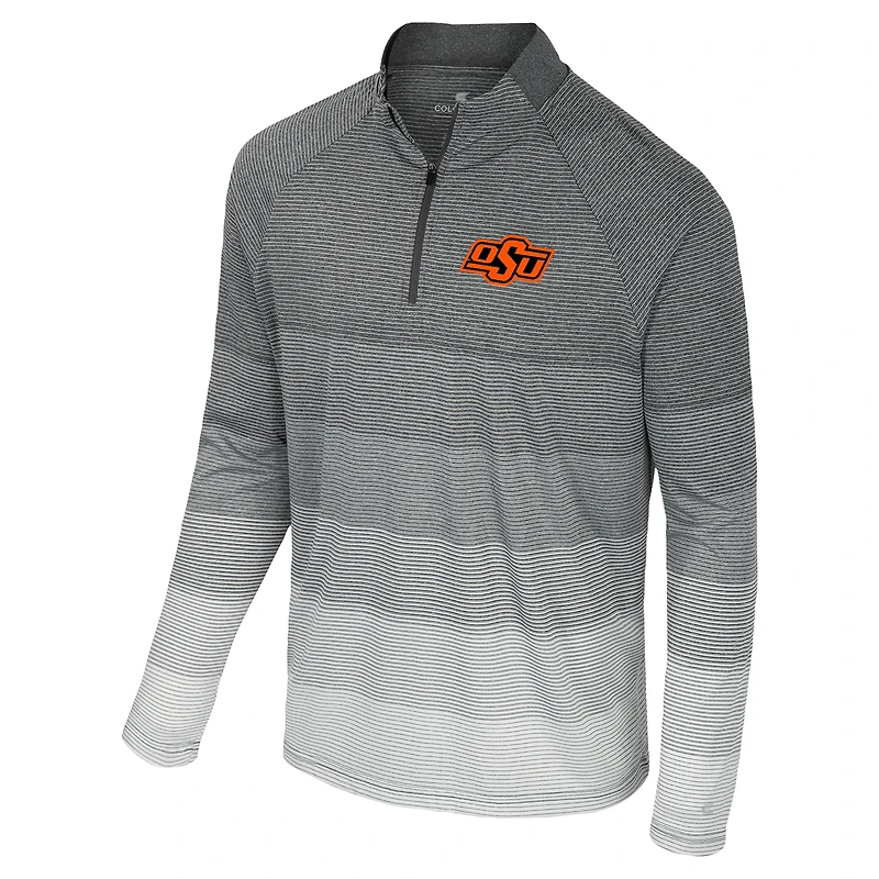 Men's Colosseum Gray Oklahoma State Cowboys AI Striped Mesh Quarter-Zip Raglan Windshirt