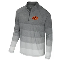 Men's Colosseum  Gray Oklahoma State Cowboys AI Striped Mesh Quarter-Zip Raglan Windshirt