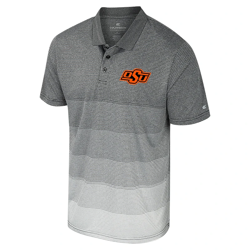 Men's Colosseum Gray Oklahoma State Cowboys Striped Mesh Polo