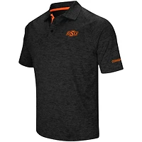 Colosseum Heathered Black Oklahoma State Cowboys Down Swing Raglan Polo pour homme