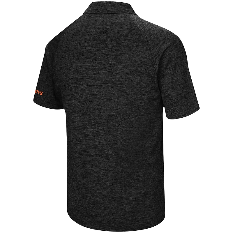 Colosseum Heathered Black Oklahoma State Cowboys Down Swing Raglan Polo pour homme