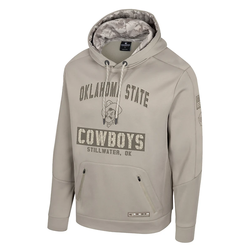 Sweat à capuche pour homme Colosseum Oatmeal Oklahoma State Cowboys Operation Hat Trick Battalion