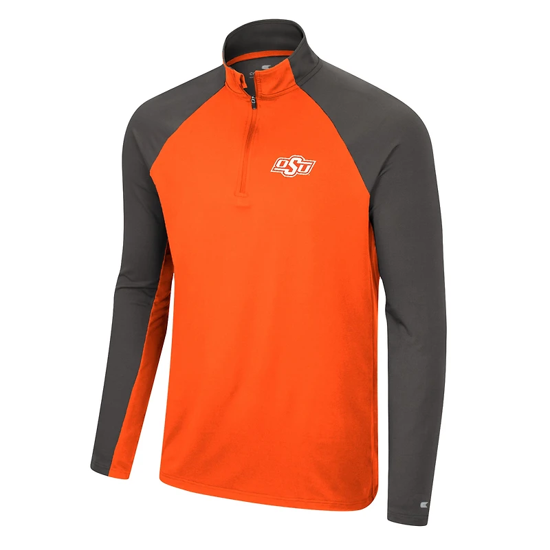 Men's Colosseum Orange/Charcoal Oklahoma State Cowboys Two Yutes Raglan Quarter-Zip Windshirt