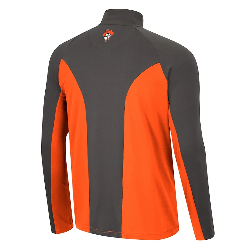 Men's Colosseum Orange/Charcoal Oklahoma State Cowboys Two Yutes Raglan Quarter-Zip Windshirt