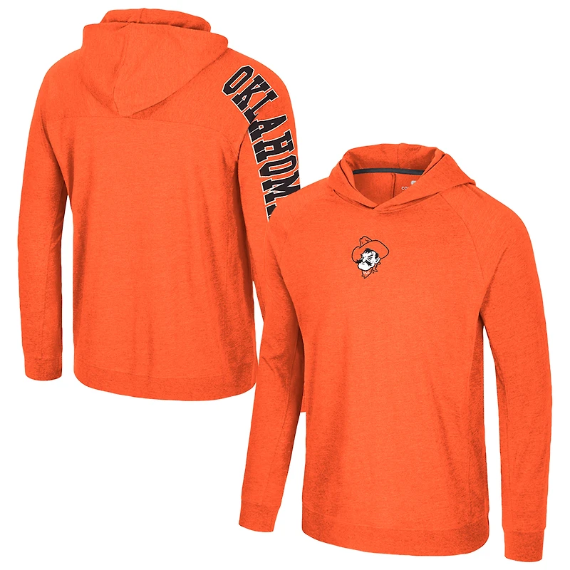 T-shirt à capuche manches longues raglan orange Colosseum pour homme, Oklahoma State Cowboys, de retour aux affaires