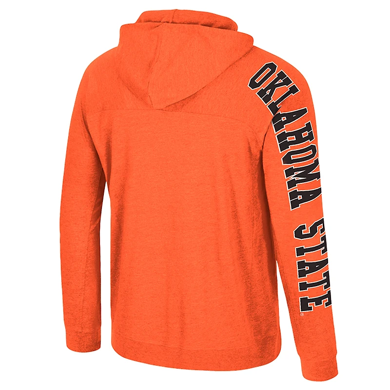 T-shirt à capuche manches longues raglan orange Colosseum pour homme, Oklahoma State Cowboys, de retour aux affaires