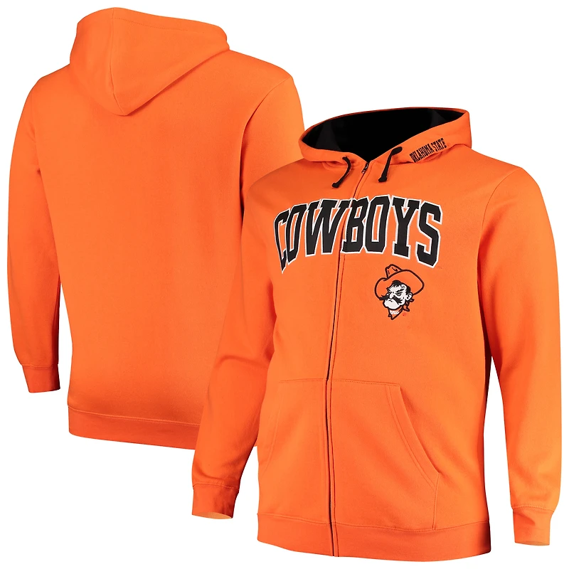 Sweat à capuche zippé Colosseum Orange Oklahoma State Cowboys pour homme, grandes tailles