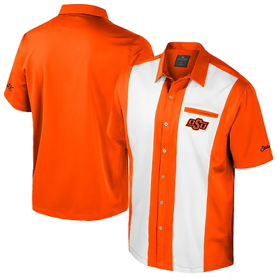 Chemise boutonnée orange Colosseum pour homme, motif Strike Bowling des Cowboys de l'Oklahoma State