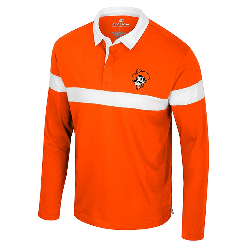Polo à manches longues orange Colosseum pour homme, motif Too Cool For School des Oklahoma State Cowboys