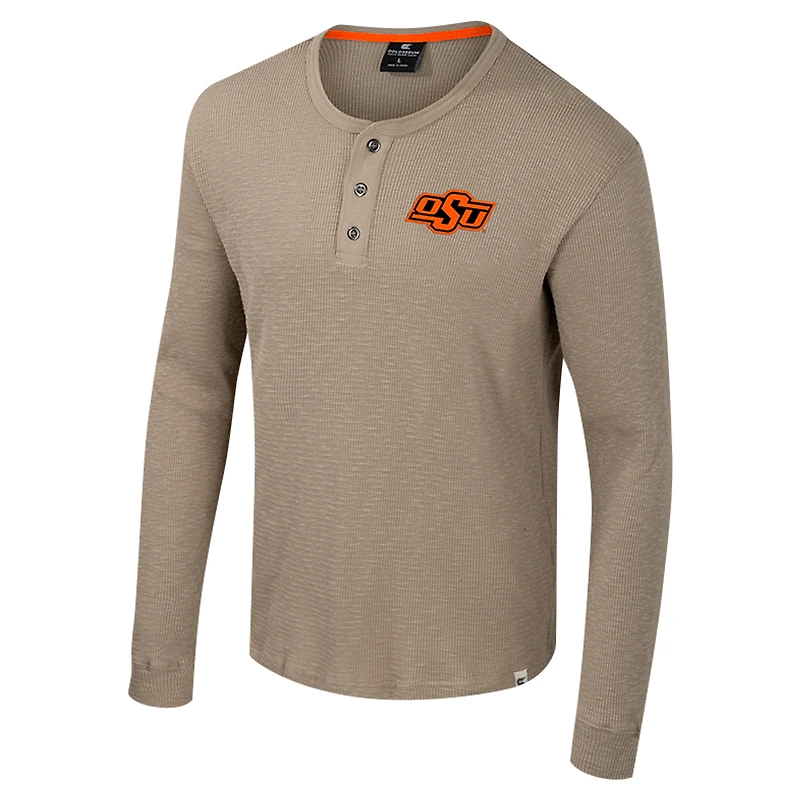 Chemise Henley à manches longues Great Outdoors pour homme Colosseum Tan Oklahoma State Cowboys