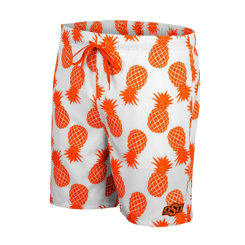 Men's Colosseum White Oklahoma State Cowboys Pineapples Swim Shorts
