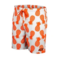 Men's Colosseum White Oklahoma State Cowboys Pineapples Swim Shorts