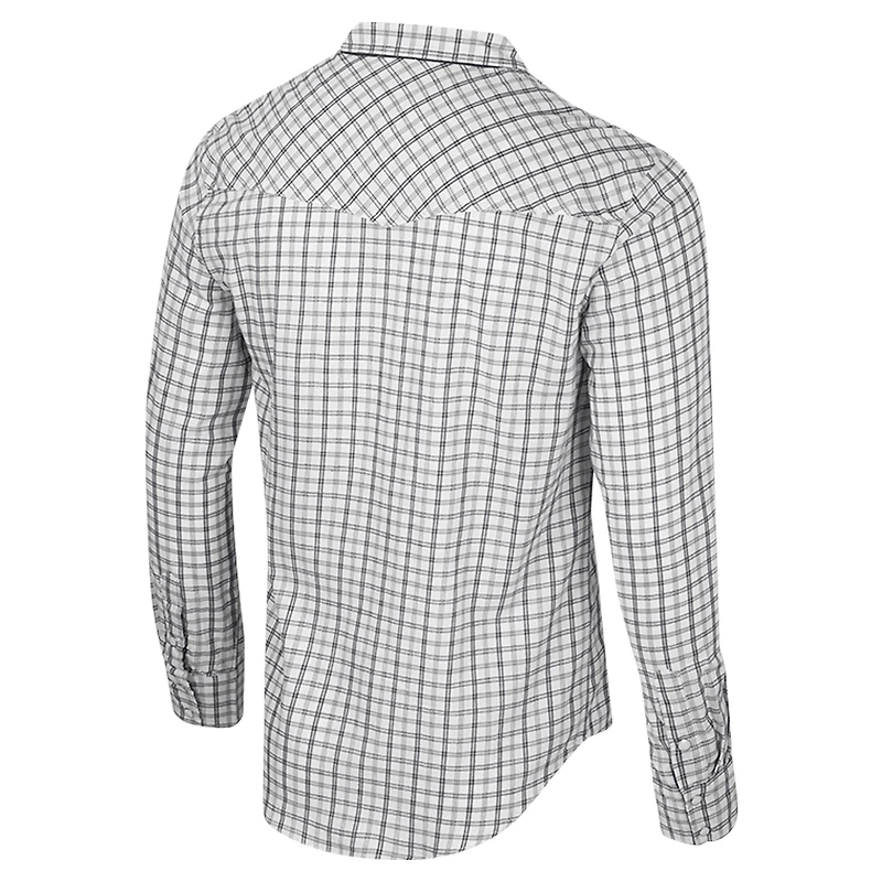 Men's Colosseum x Wrangler White Oklahoma State Cowboys Plaid Window Pane Long Sleeve Full-Snap Shirt