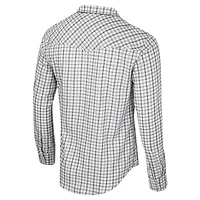 Men's Colosseum x Wrangler White Oklahoma State Cowboys Plaid Window Pane Long Sleeve Full-Snap Shirt