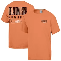 T-shirt orange ComfortWash pour homme, motif grand nom des Cowboys de l'Oklahoma State