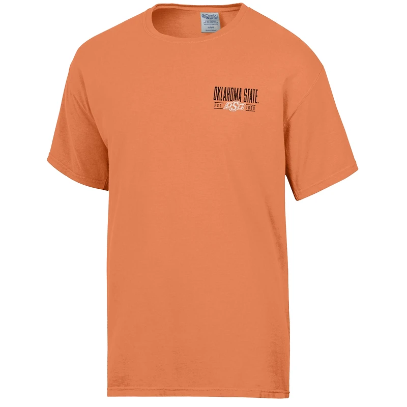 T-shirt orange ComfortWash pour homme, motif grand nom des Cowboys de l'Oklahoma State
