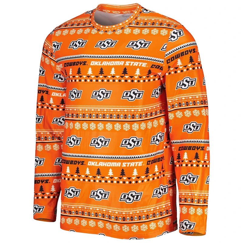 Men's Concepts Sport Orange Oklahoma State Cowboys Swivel Long Sleeve Top & Pants Sleep Set