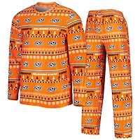 Men's Concepts Sport Orange Oklahoma State Cowboys Swivel Long Sleeve Top & Pants Sleep Set