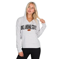 Men's Concepts Sport  White/Gray Oklahoma State Cowboys French Terry Striped V-Neck Pullover Hoodie