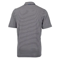 Polo recyclé à rayures écologiques et piqué Virtue pour homme, noir, avec logo des anciens Cowboys de l'Oklahoma State, Cutter & Buck