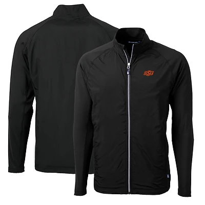 Men's Cutter & Buck Black Oklahoma State Cowboys Big Tall Adapt Eco Knit Hybrid Recycled Full-Zip Jacket