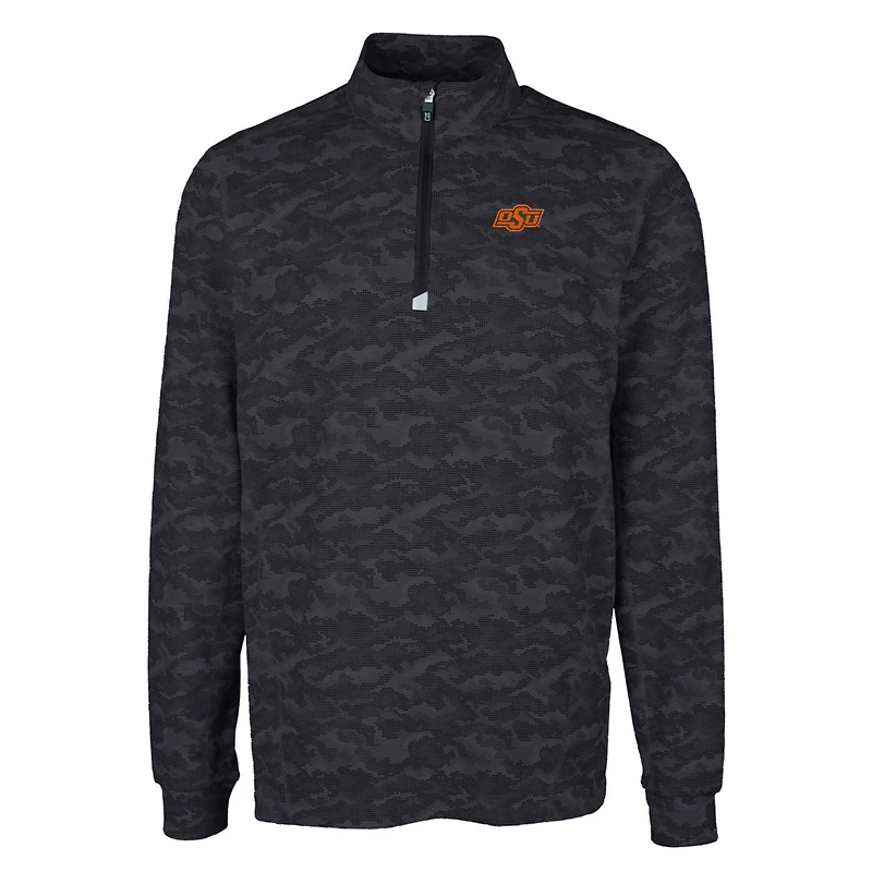 Pull-over extensible à col rond et fermeture éclair quart de tour pour homme, coupeur buck, motif camouflage Traverse, Oklahoma State Cowboys, grandes tailles