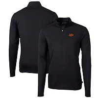 Men's Cutter & Buck Black Oklahoma State Cowboys Big Tall Virtue Eco Pique Recycled Quarter-Zip Pullover Top