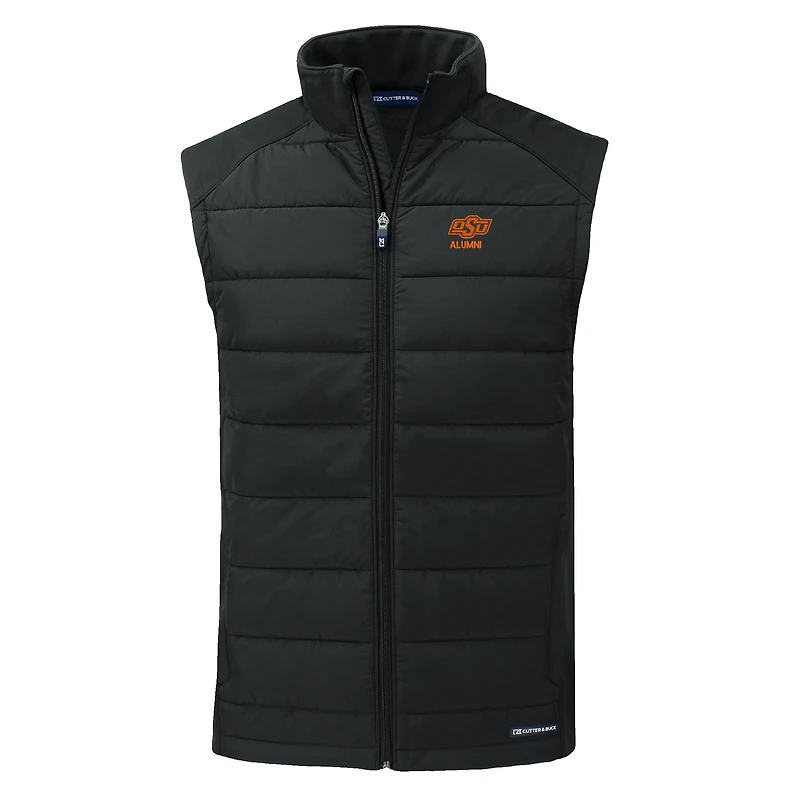 Men's Cutter & Buck Black Oklahoma State Cowboys Evoke Hybrid Eco Softshell Recycled Full-Zip Vest