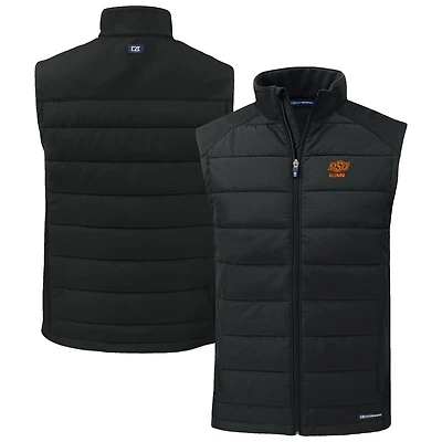 Men's Cutter & Buck Black Oklahoma State Cowboys Evoke Hybrid Eco Softshell Recycled Full-Zip Vest