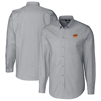 Chemise boutonnée à manches longues en tissu Oxford extensible avec logo des anciens Cowboys de l'Oklahoma, couleur anthracite, pour homme, Cutter & Buck