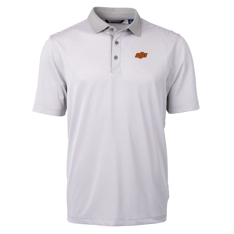 Polo Cutter & Buck gris/blanc Oklahoma State Cowboys grandes tailles Virtue Eco Pique à micro-rayures recyclées