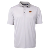 Polo Cutter & Buck gris/blanc Oklahoma State Cowboys grandes tailles Virtue Eco Pique à micro-rayures recyclées